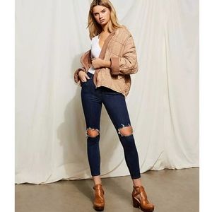 Free People High Rise Busted Knee Skinny Jeans